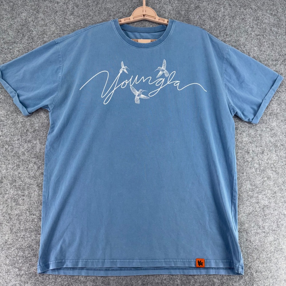 YoungLA Mens Blue Hummingbird Graphic T-Shirt XL 452 YLA2116 Gym Top